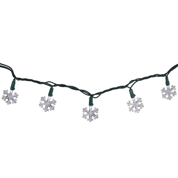 Northlight 20 count Pure White Led Snowflake Christmas Light Set 4 5ft Green Wire