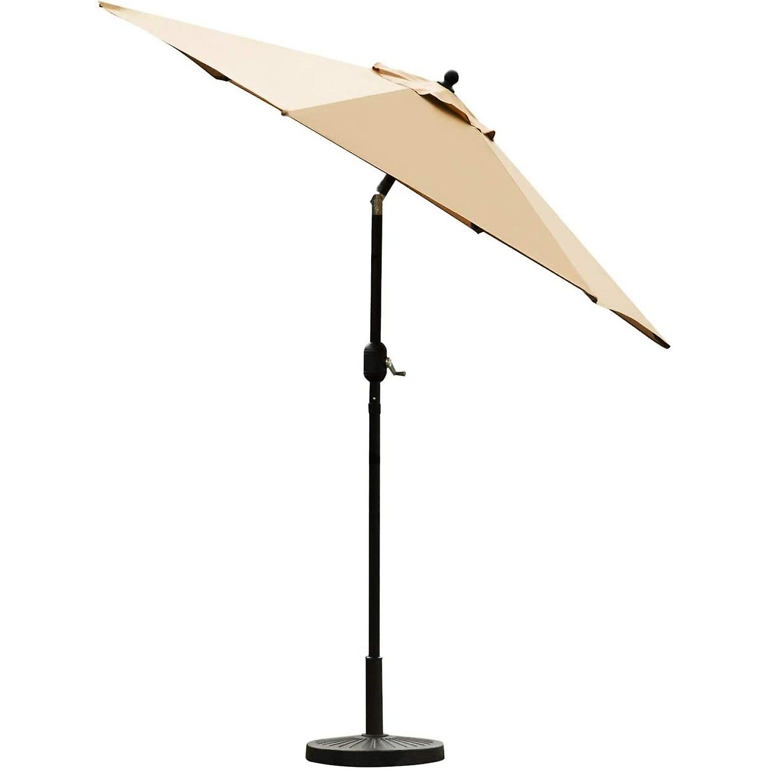 7.5' Patio Umbrella Outdoor Table Market Umbrella With Push Button Tilt/crank， 6 Ribs (tan)