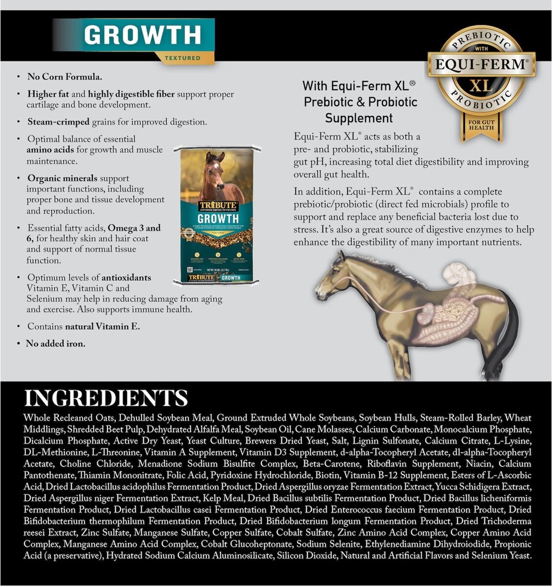 Tribute Equine Nutrition Growth Textured Horse Feed