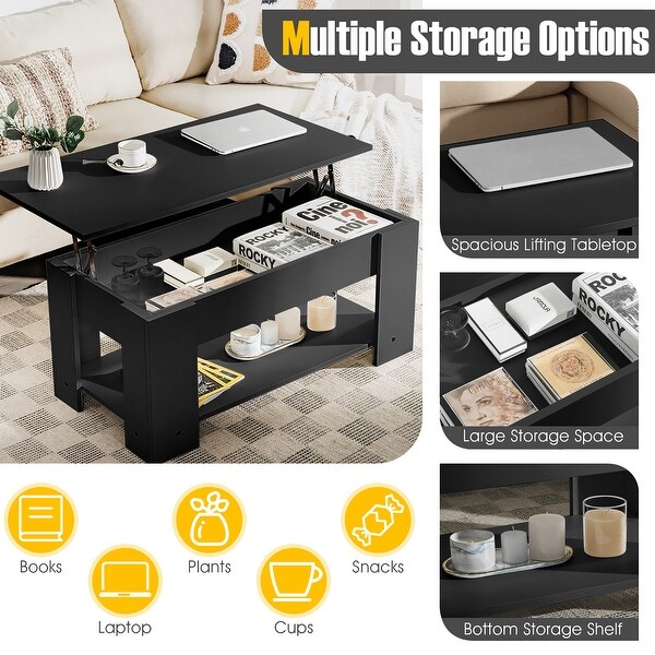 Costway Lift Top Coffee Table Modern Accent Table w/Hidden Storage - See Details