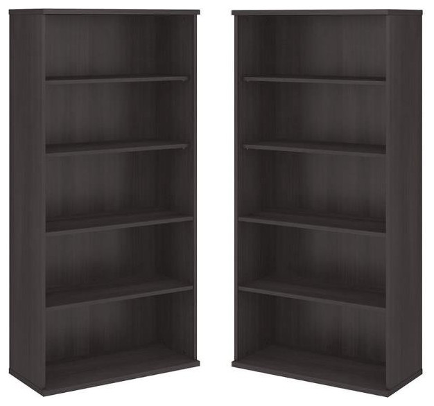 Home Square 5 Shelf Engineered Wood Bookcase Set in Storm Gray (Set of 2)   Transitional   Bookcases   by Homesquare  Houzz