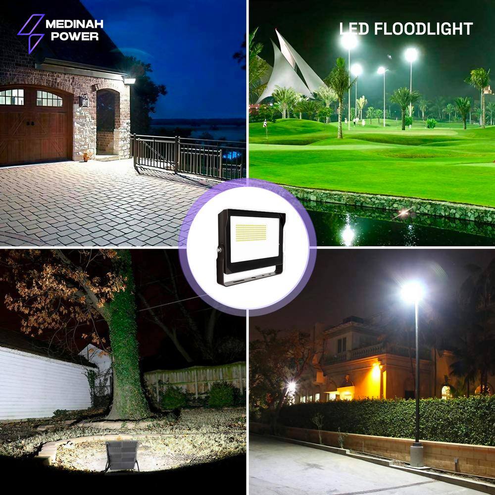 MEDINAH POWER 400W Equivalent Integrated 100 Degree Bronze LED Flood Light  21000 Lumens 5000K daylight Dusk-to-Dawn FLLS-150W-50K-DV2-PC-CL-BZFM