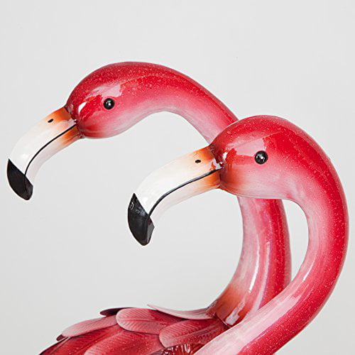 Bits and Pieces - Set of 2 Metal Flamingo Garden Statues - Measures 35 ½” Tall - Outdoor Garden Decoration - Flamingo Yard Art