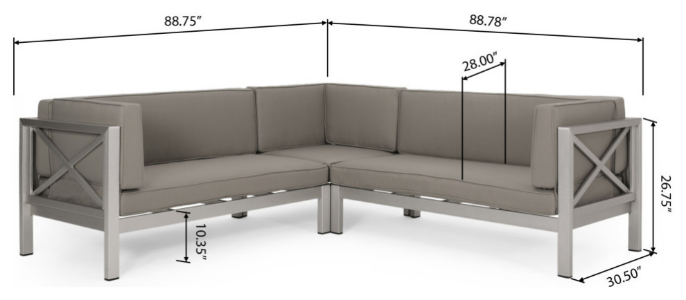 Emma Outdoor 5 Seater V Shaped Sectional Sofa Set   Contemporary   Outdoor Sofas   by GDFStudio  Houzz