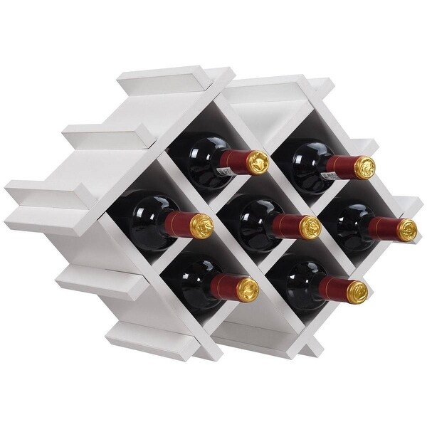 White 5 Piece Wall Mounted Wine Rack Set with Storage Shelves - 20.3