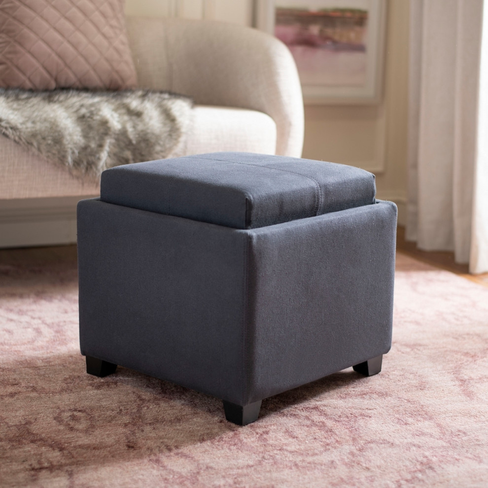 Sara Single Tray Ottoman  Gray/Black   Transitional   Footstools And Ottomans   by Rustic Home Furniture Deco  Houzz