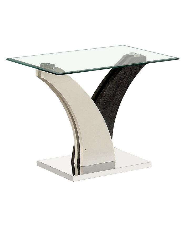 Furniture of America Tri Glass Top End Table