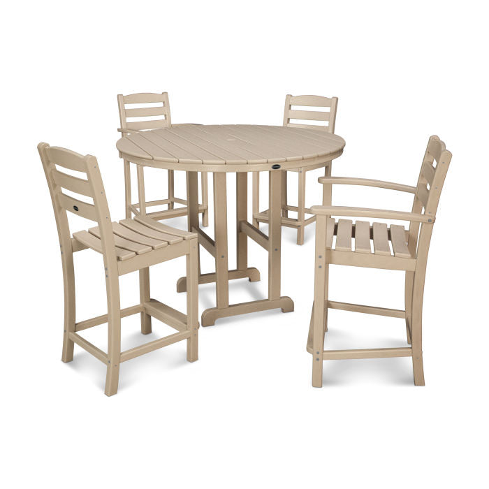 Polywood La Casa Café 5-Piece Round Farmhouse Counter Dining Set PWS254-1