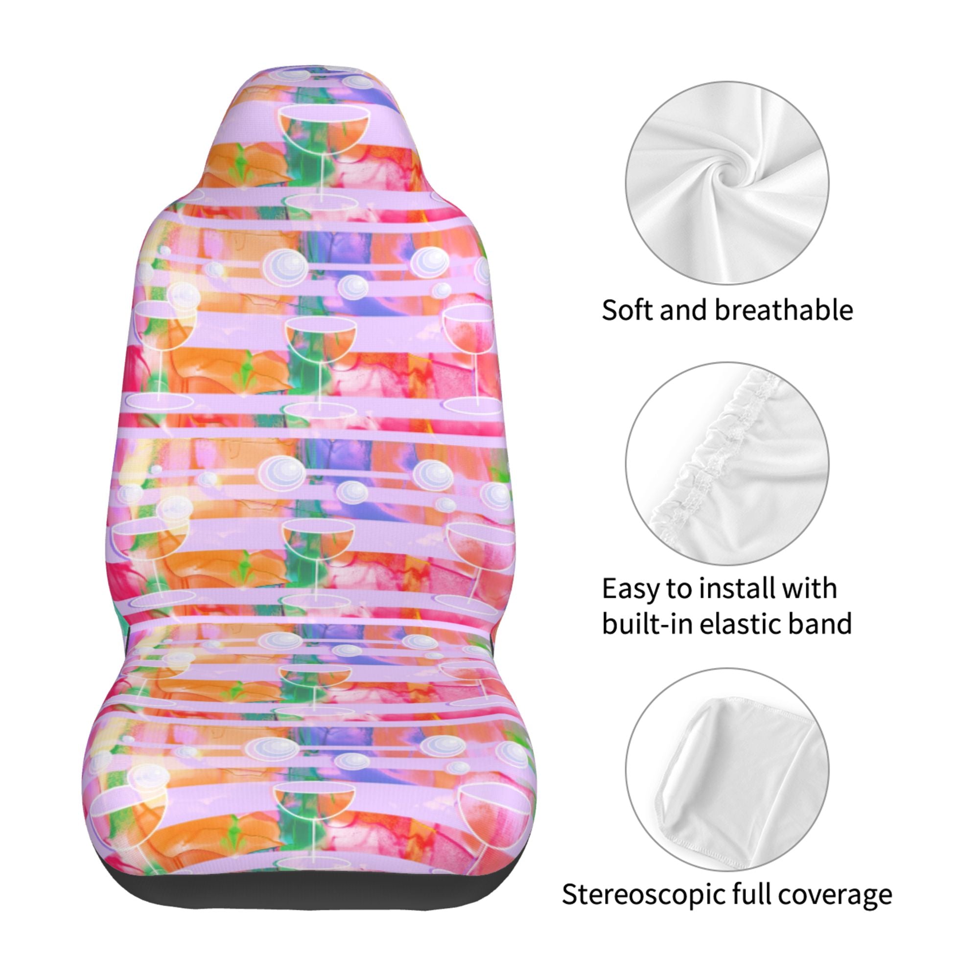 ZICANCN Car Seat Cover Watercolor Drink Patterns Car Front Seat Covers Protectors ， Automotive Seat Covers for Cars Trucks Suv