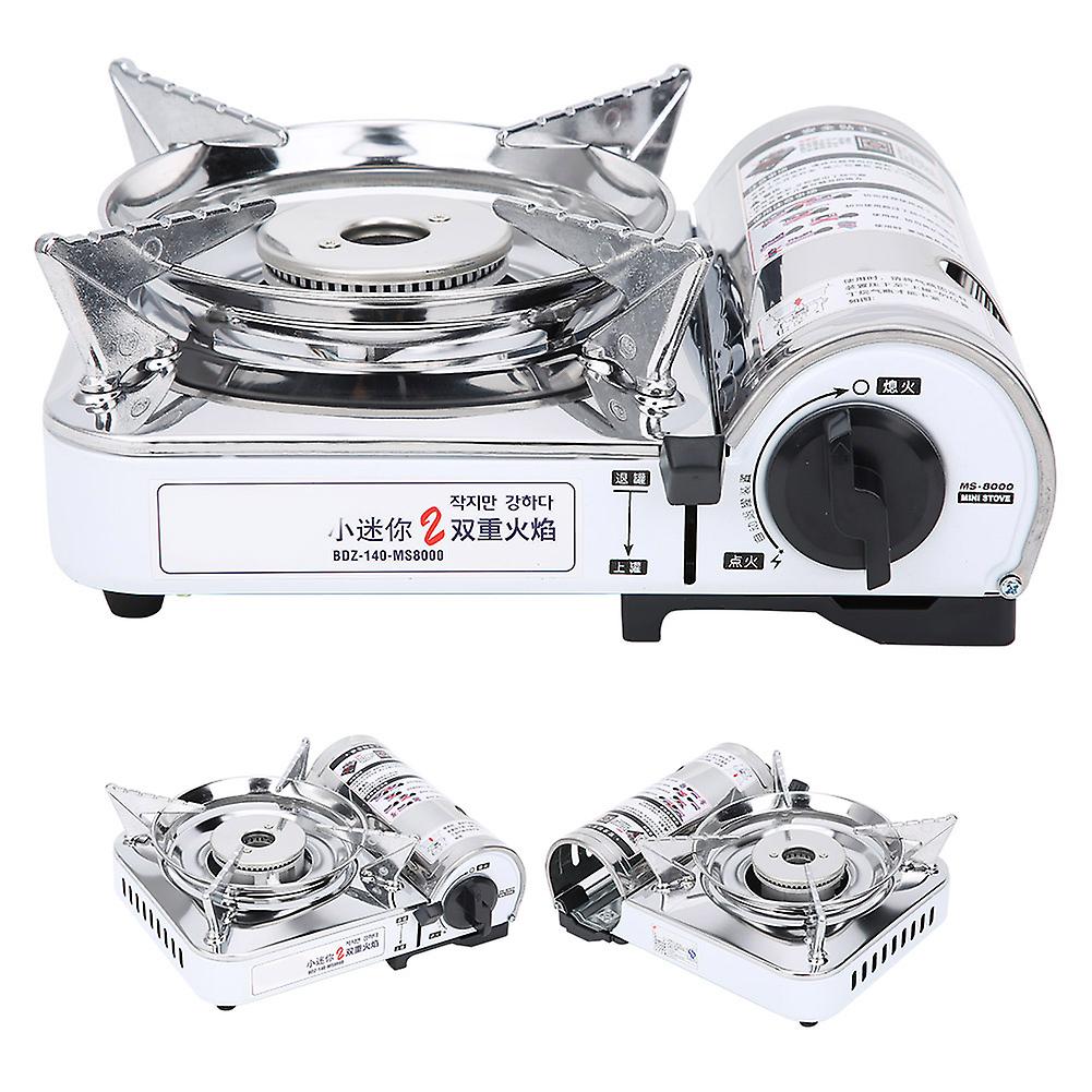 Msand#8209;8000 Portable Gas Stove Burner Camping Cassette Furnace Windproof For Camping Picnic Barbecuesilver