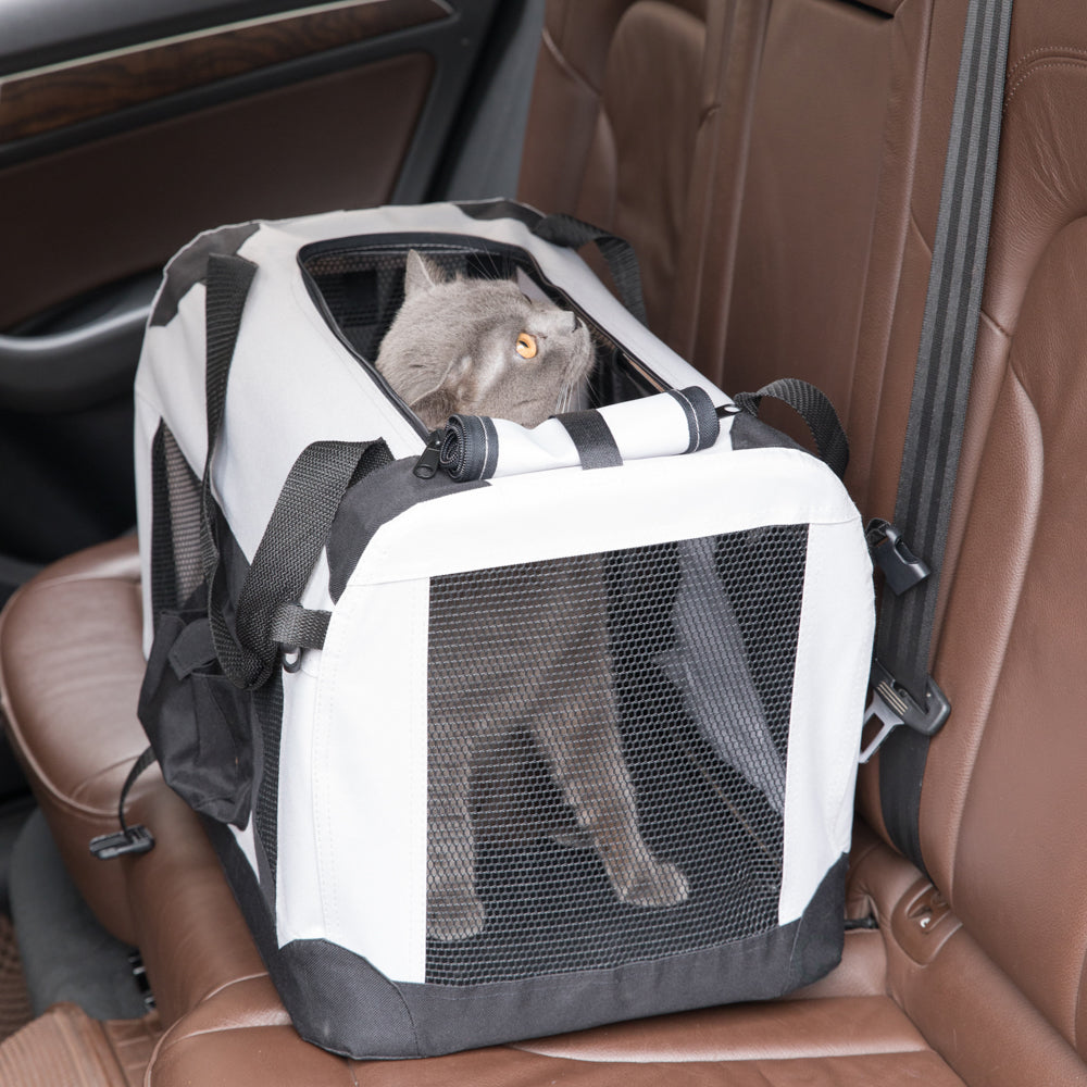 Soft-Sided Mesh Foldable Pet Travel Carrier， Airline Approved Pet Bag for Dogs and Cats