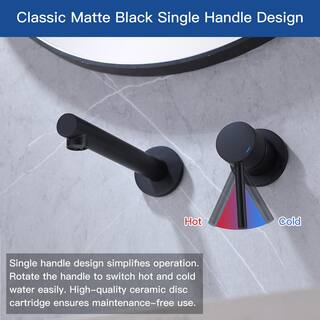 BWE Single-Handle Wall Mount Bathroom Faucet in Matte Black A-93011-B