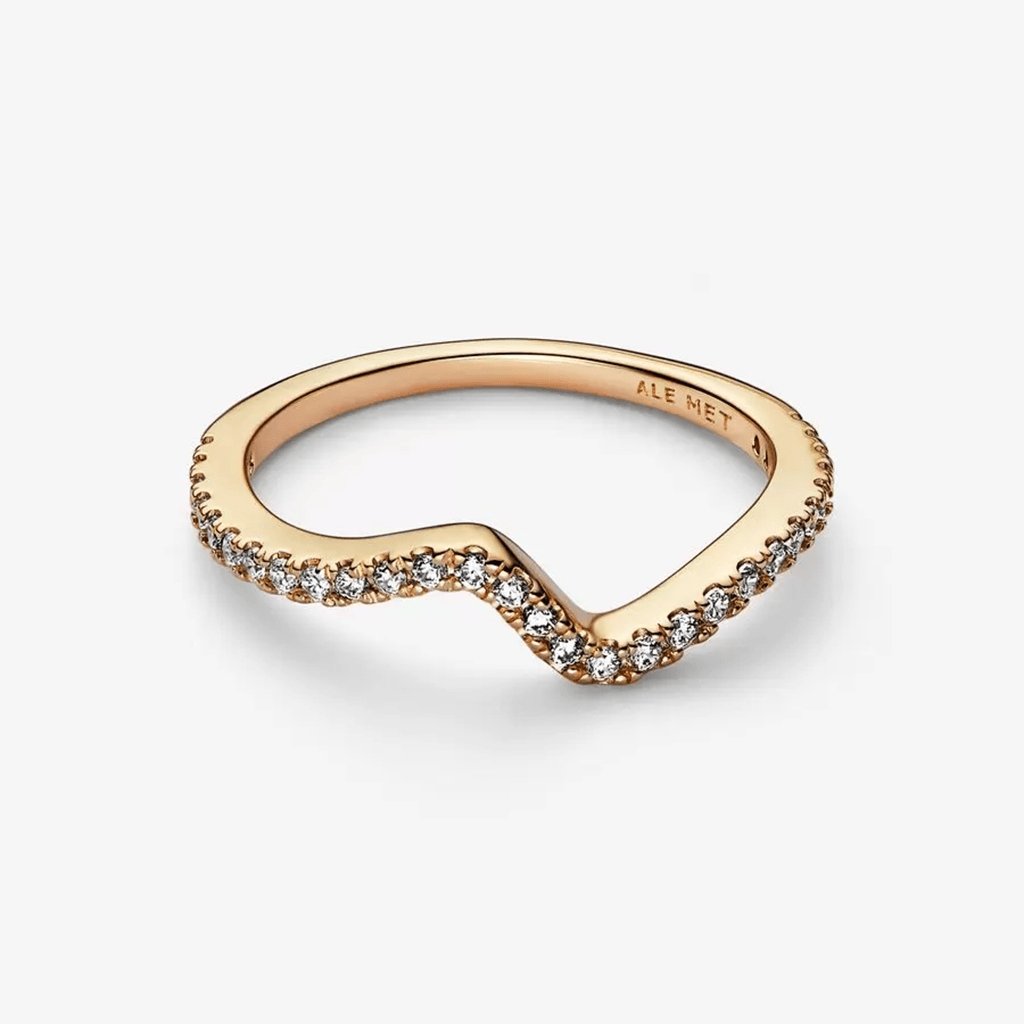 PANDORA  Sparkling Wave Ring - Gold Plated