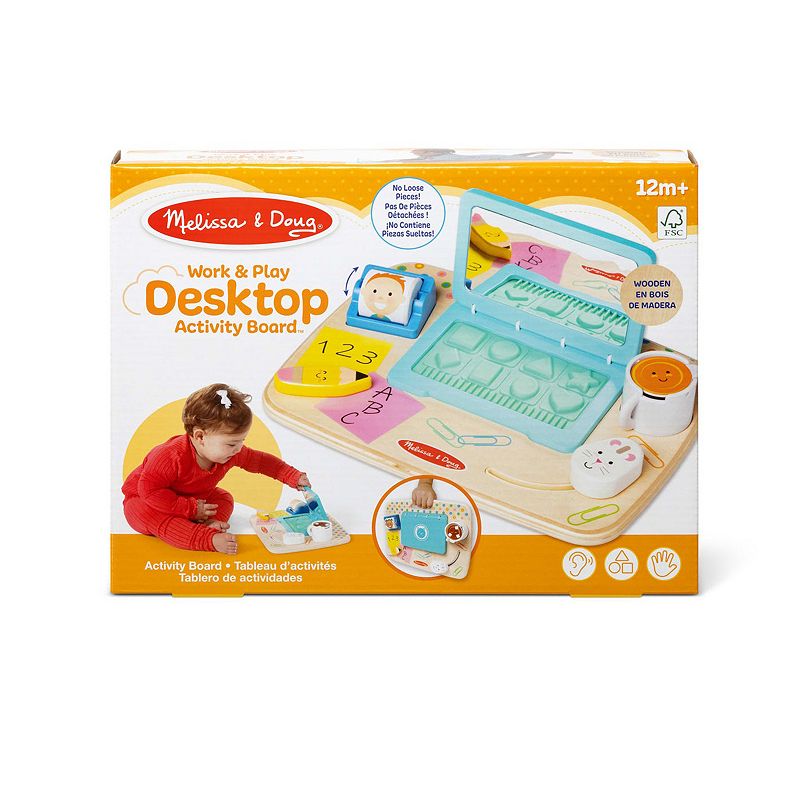 Melissa and Doug Wooden Work and Play Desktop Activity Board Infant and Toddler Sensory Toy