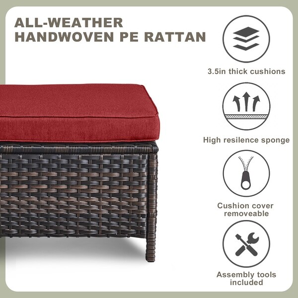 Wicker Rattan Ottoman Outdoor Patio Ottoman