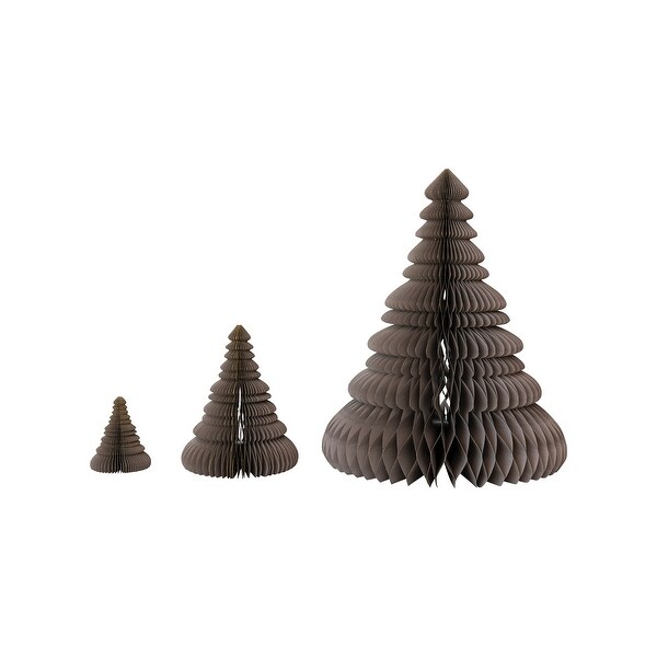 Round Paper Folding Honeycomb Trees with Gold Glitter，Set of 3