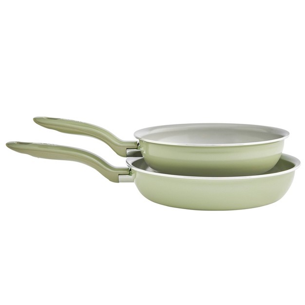 T fal 2pc Frying Pan Set Fresh Simply Cook Ceramic Cookware Green