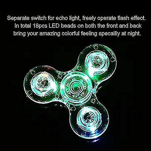 2pcs Crystal Led Light Fidget Spinner Toy Hand Tri Spinner Single Finger Fast Bearings Anxiety Relief Edc Toys Children