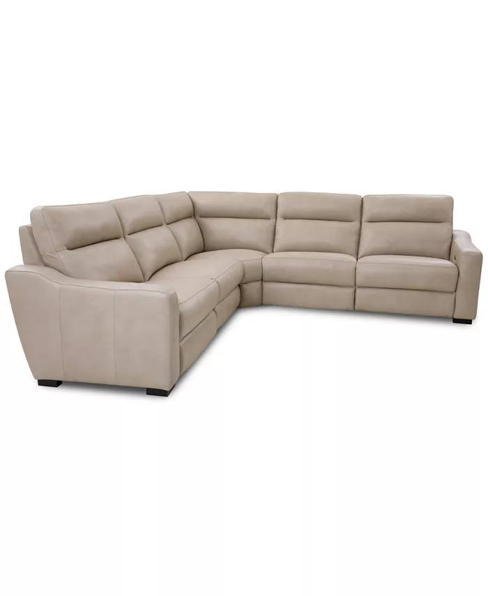 Furniture Gabrine 5-Pc. Leather Sectional with 3 Power Headrests