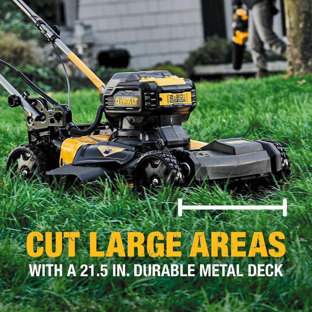 DEWALT 20V MAX 21.5 in. Battery Powered Walk Behind Self Propelled Lawn Mower with (2) 10Ah Batteries  Charger DCMWSP244U2