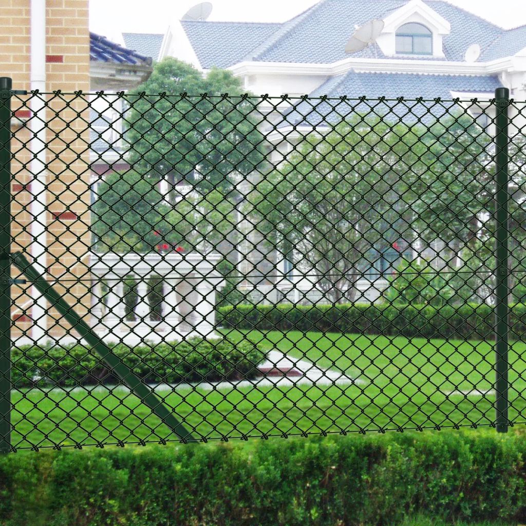 Chain Link Fence with Posts Steel 3' 3" x 82' Green