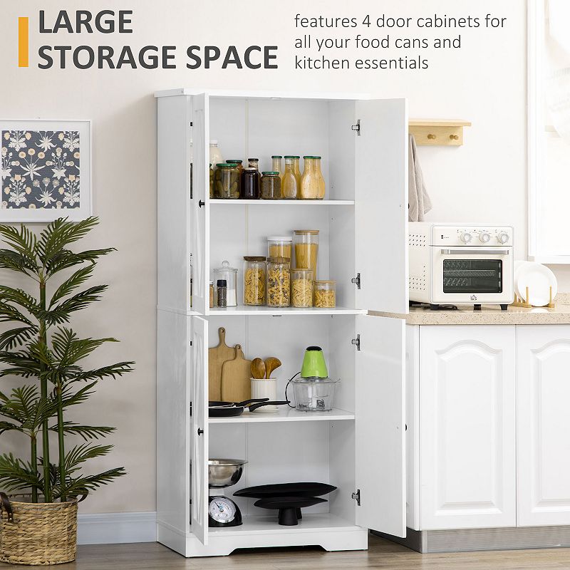 HOMCOM 71 Farmhouse Tall Kitchen Pantry Storage Cabinet， Kitchen Shelf