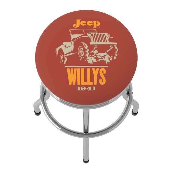 Jeep Willys Red 360 Degree Swivel Barstool with Foam Padded Seat - 20.75 x 20.75 x 29