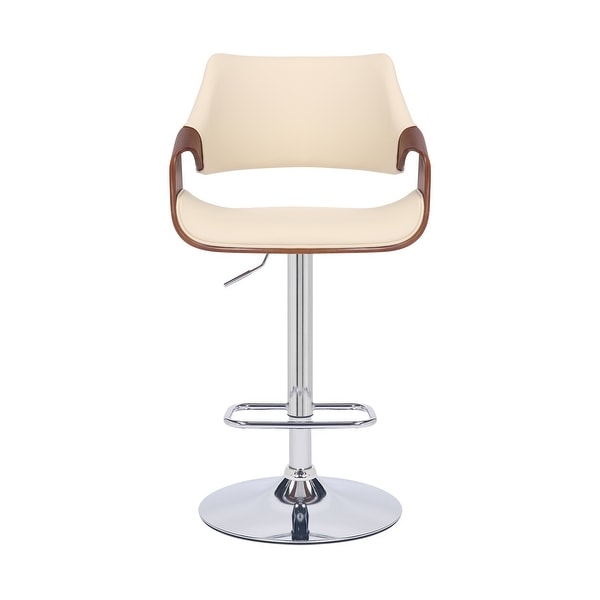 Aspen Adjustable Swivel Faux Leather and Wood Bar Stool with Metal Base