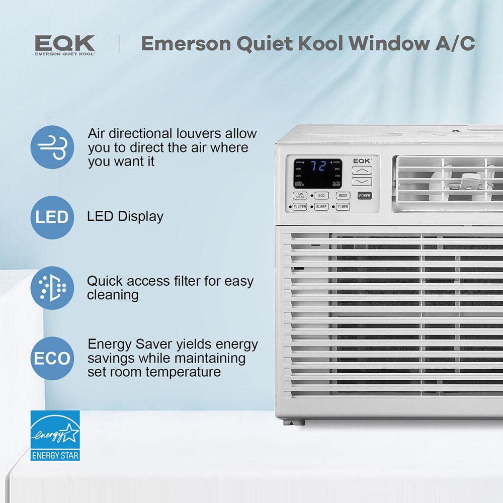 Emerson Quiet Kool 10000 BTU 115V Window AC with Remote Cools Rooms up to 450 Sq Ft Timer 3Speeds Quiet Operation AutoRestart