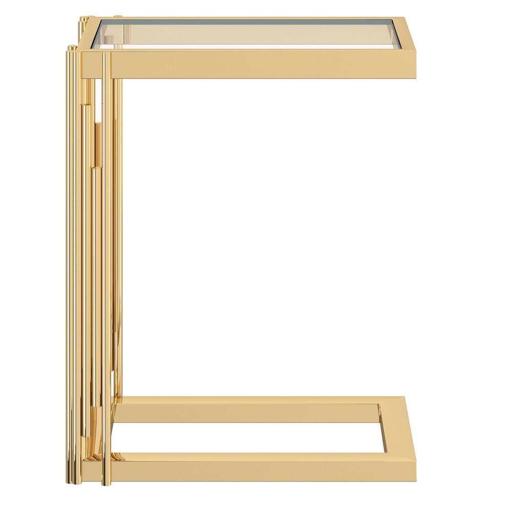 Contemporary Metal and Glass Small Accent Table