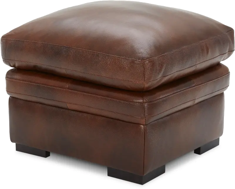 Chesapeake Cognac Brown Leather Ottoman