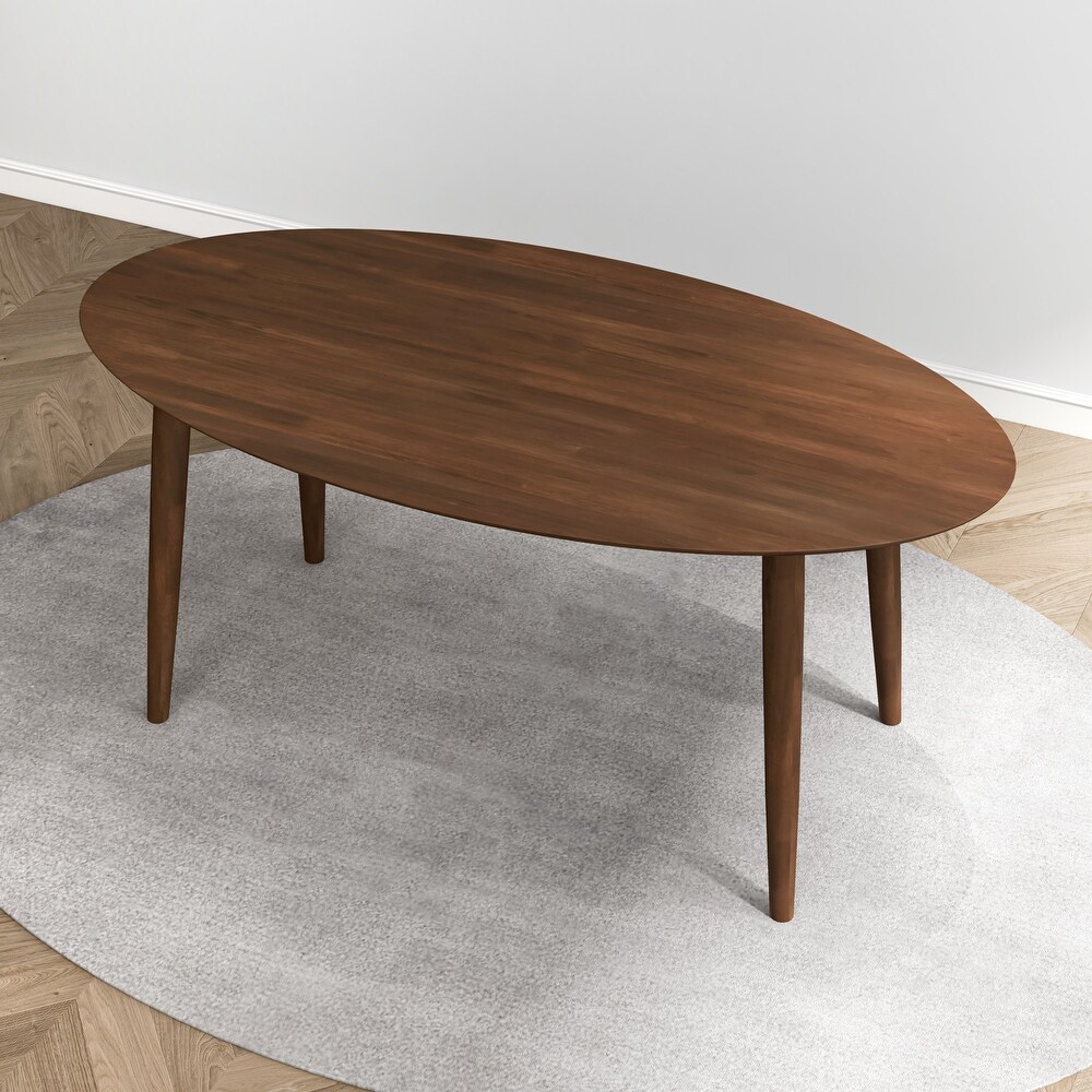 Kailey Mid Century 67 inch Oval Solid Wood Dining Table in Brown   67 inches