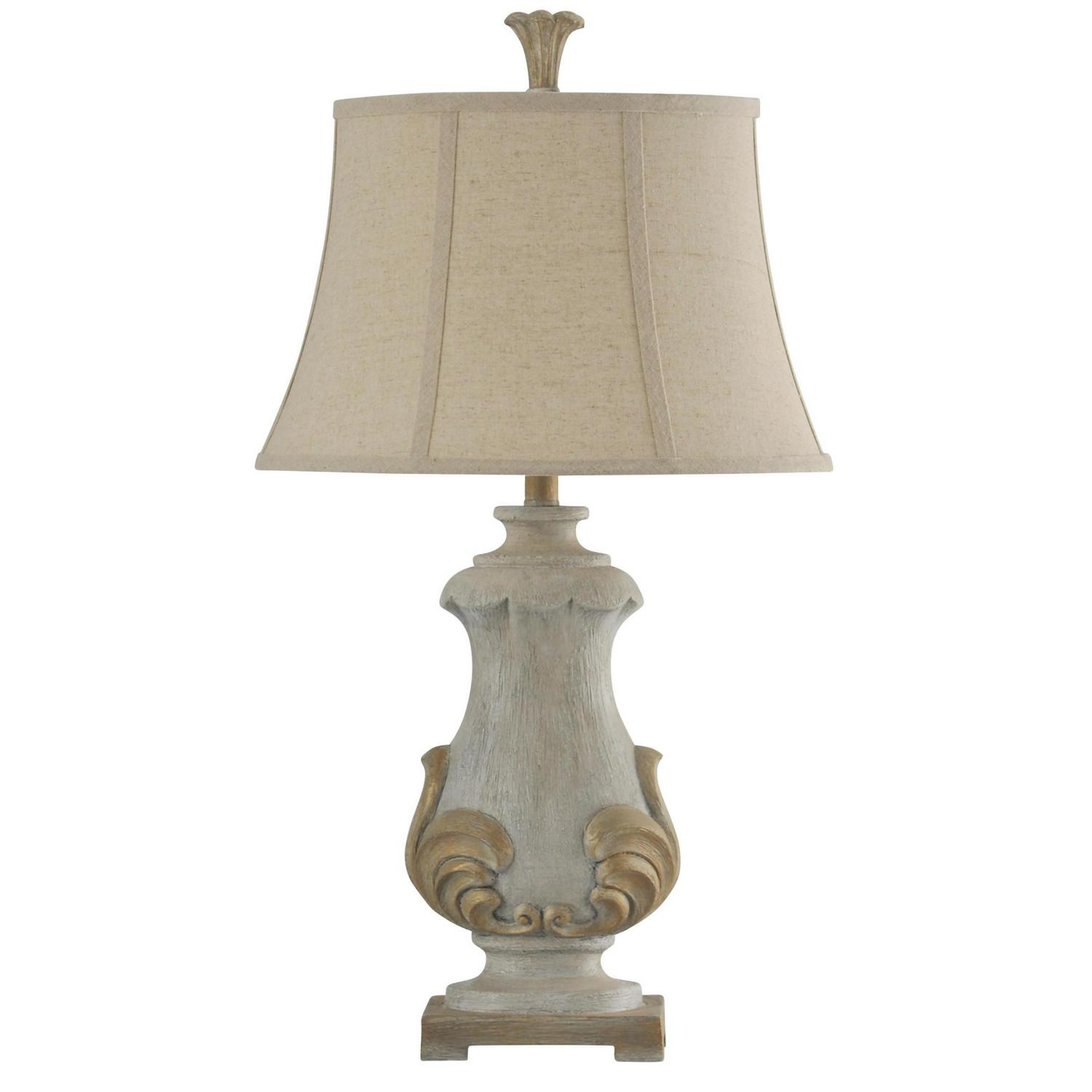 Table Lamp  Chrystal Cream Finish  Beige Softback Fabric Shade