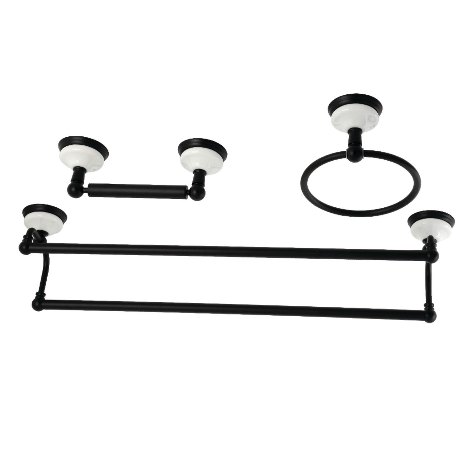 Kingston Brass BAK111348MB Victorian 3-Piece Bathroom Accessory Set， Matte Black