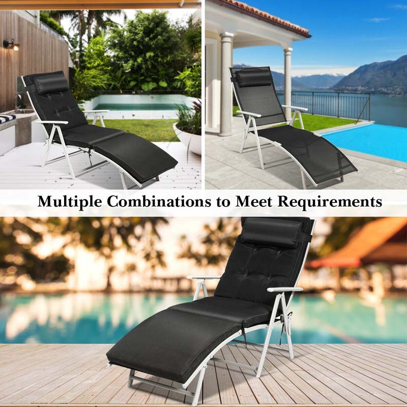 7-Position Folding Outdoor Chaise Lounge Chair, Lightweight Patio Pool Chair Sun Lounger with Cushion & Pillow