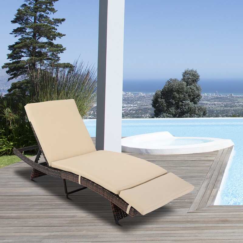 Outdoor Single Wicker Chaise Lounge Chair