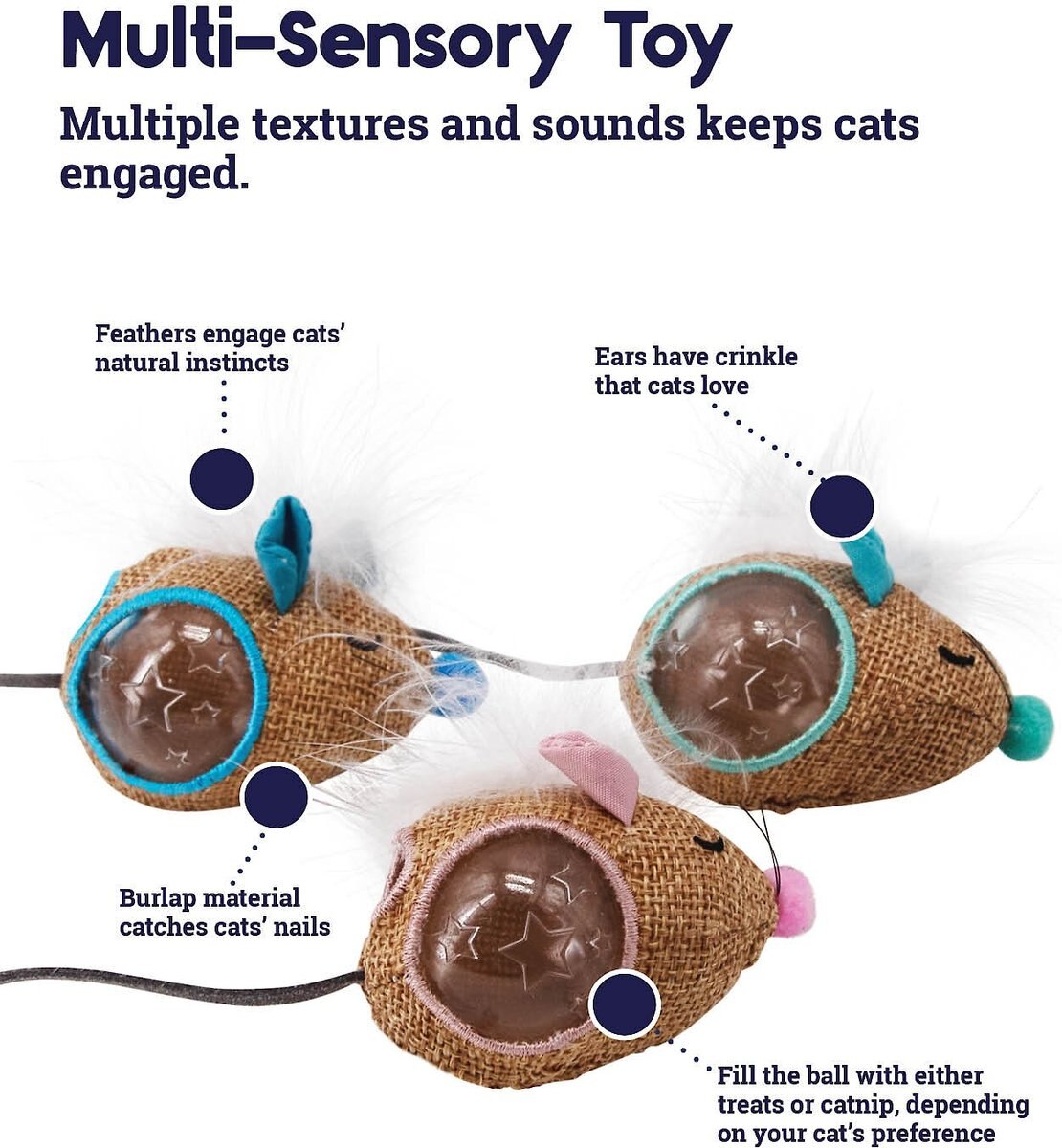 Catstages Mousin' Around Hide 'N Treat Dispenser Cat Toy， 3 count