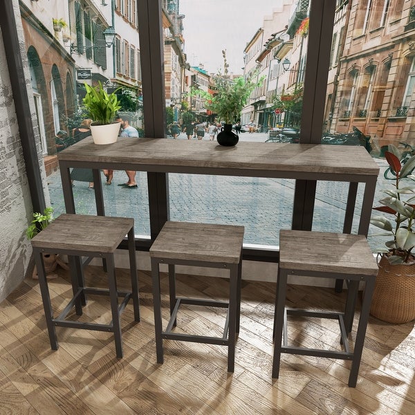 4 piece Dining Table Set with 3 Stools