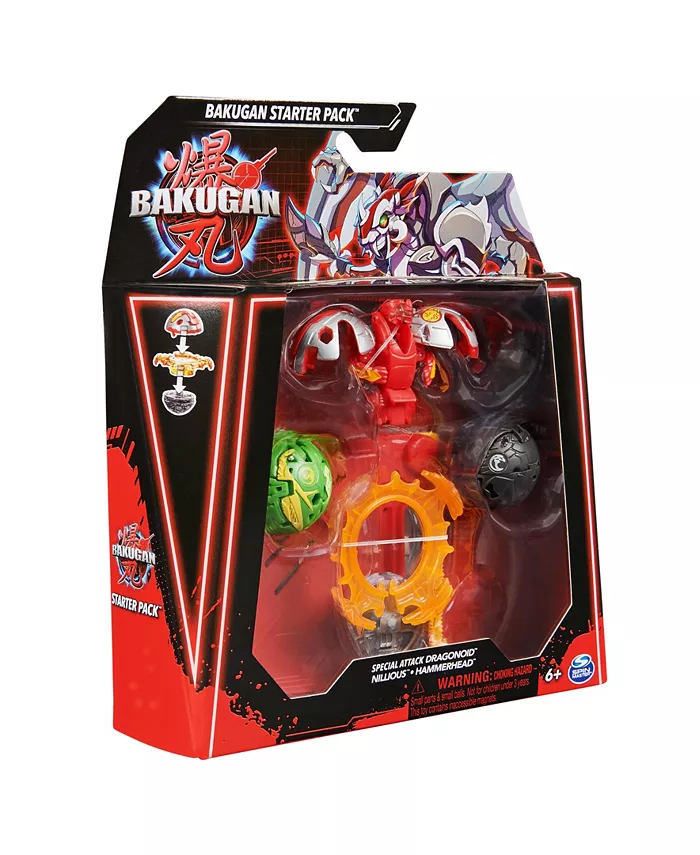 Bakugan Starter 3-Pack  Special Attack Dragonoid  Nillious  Hammerhead Customizable Spinning Action Figures and Trading Cards  Kids Toys 6 Plus