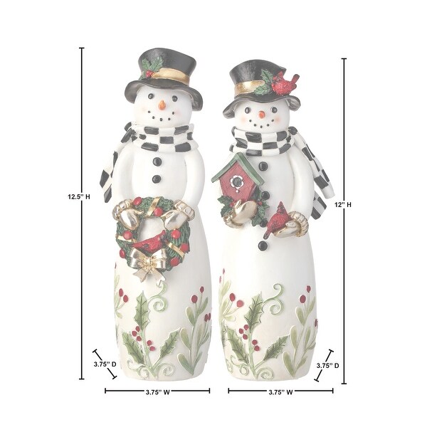 12 Resin Snowman With Check Design Set of 2