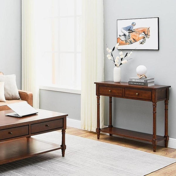 Entryway Table with Storage Drawers Console Table with Shelf