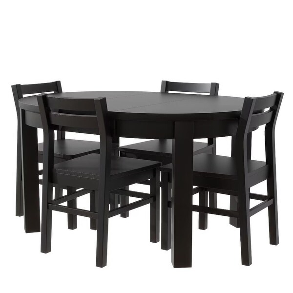 Extendable Round Dining Table Set with Storage Drawers and 4 Chairs