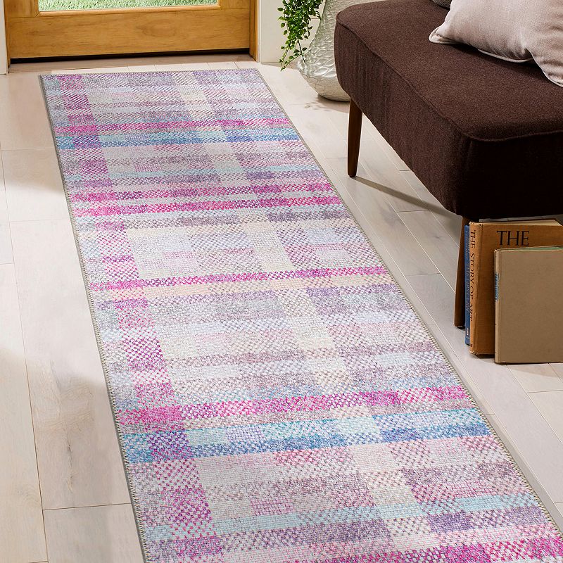 World Rug Gallery Contemporary Plaid Machine Washable Area Rug