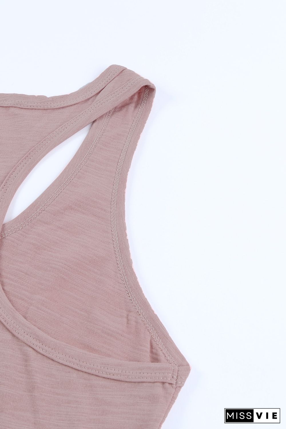 Pink Scoop Neck Basic Solid Tank Top