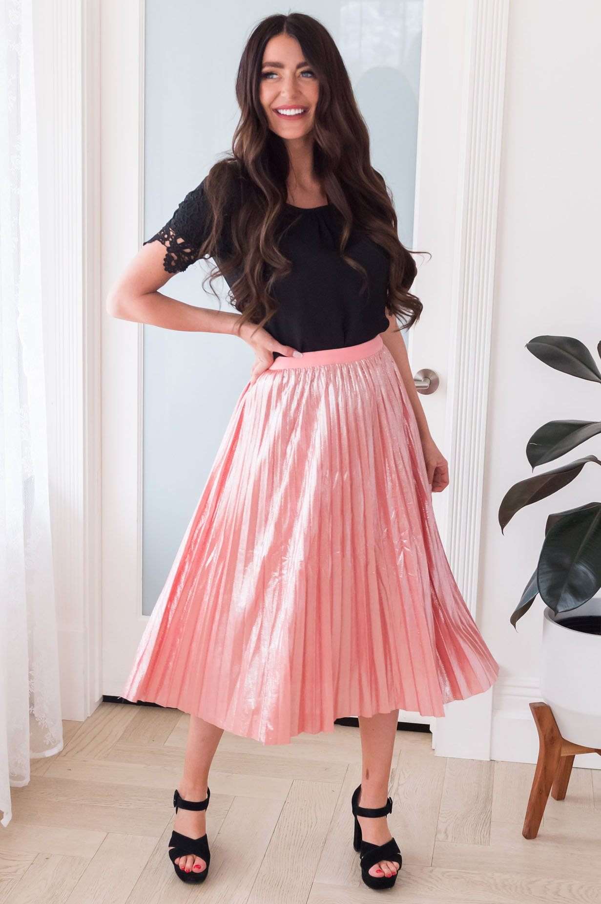 A Bit Of Shimmer Modest Pleat Skirt