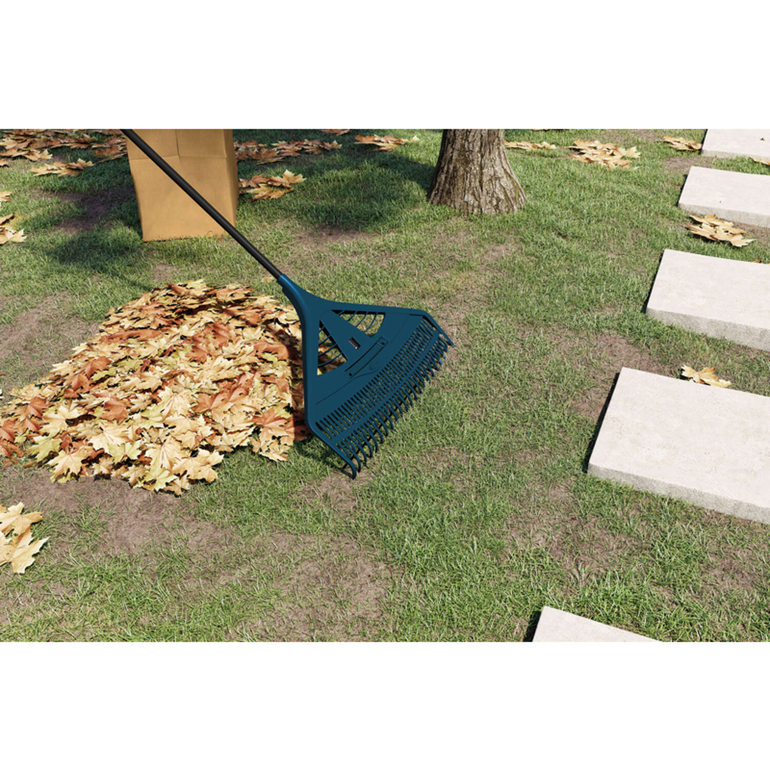 Suncast 69.75 in. 11 Tine Poly Leaf Rake Steel Handle