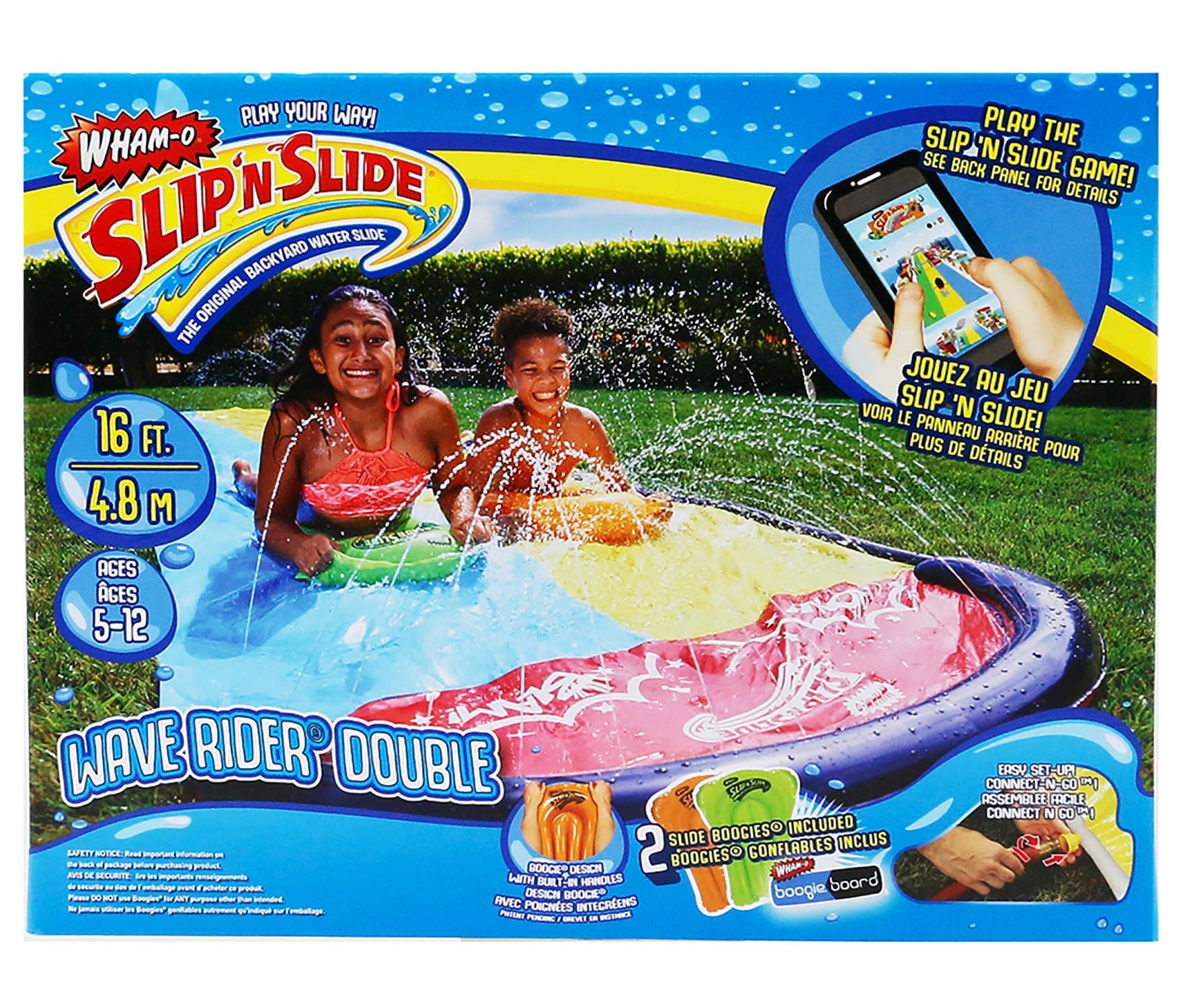 WHAM-O Slip 'N Slide Wave Rider Double Water Slide - 16 ft Long with 2 Boogie Boards