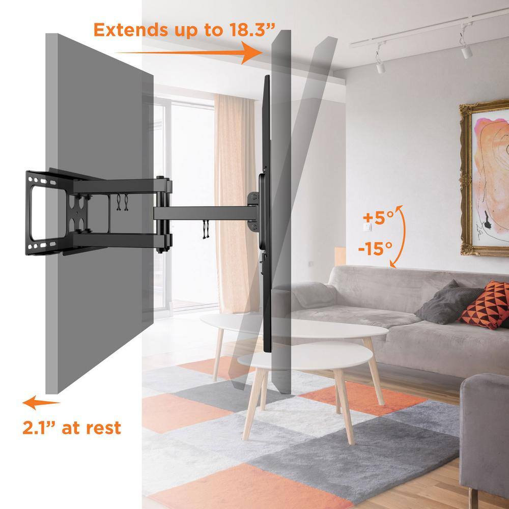 ProMounts Large Articulating Full Motion TV Wall Mount for 37in.-85in. TVs up to 88lbs. Fully Assembled with Cable management OMA6401