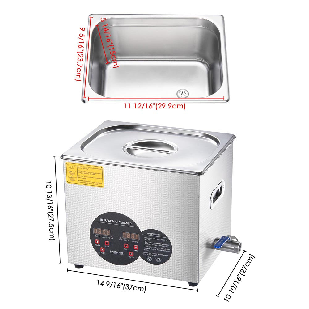 Yescom 10L Stainless Steel Digital Ultrasonic Cleaner Machine