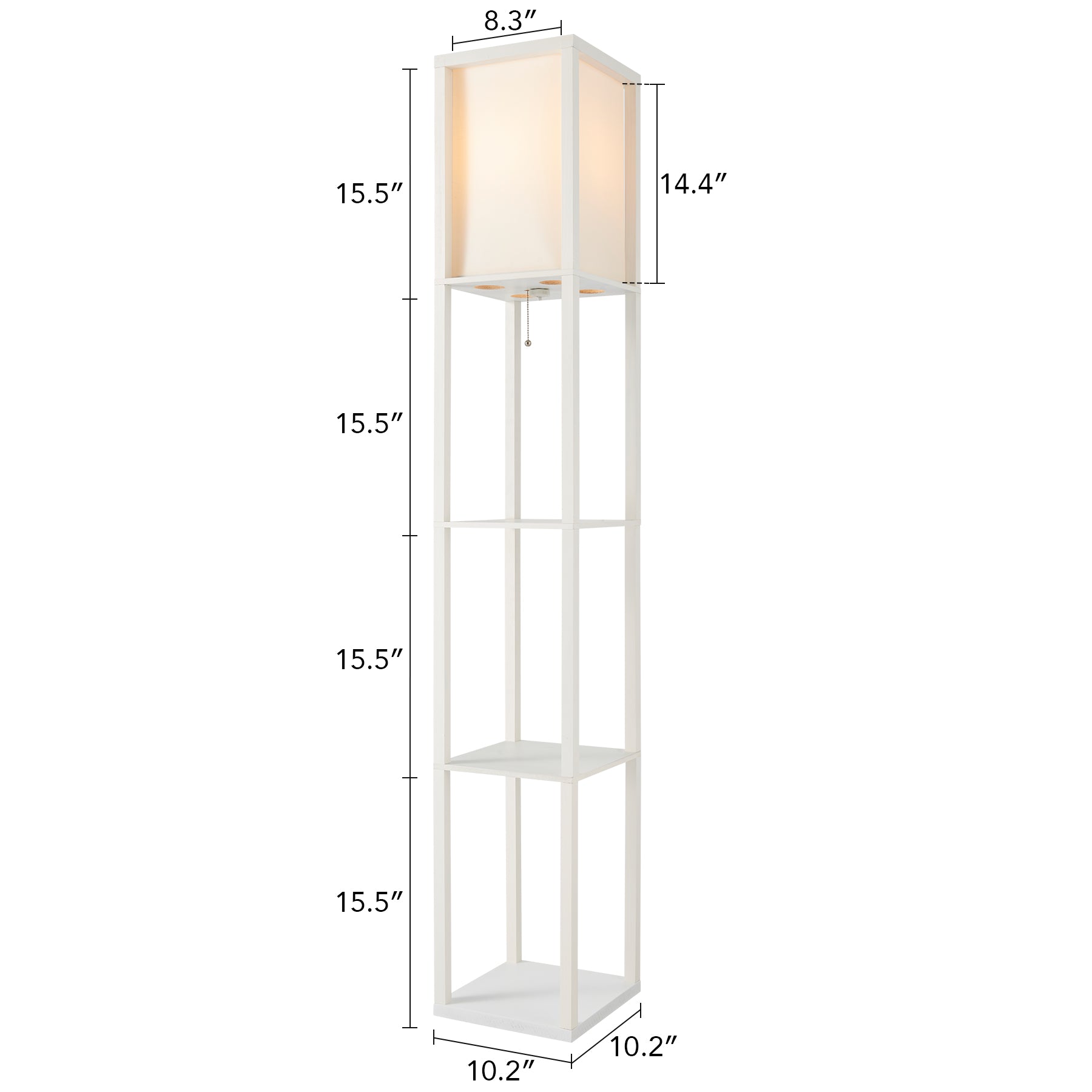 Wooden Floor Lamp with White Linen Shade Floor Lamp (White) 9.50W LED Bulb